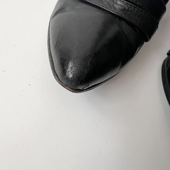 Vintage Black‎ Leather Knee High Victorian Gothic Kitten Heel Boots Size 36/6 - Picture 7 of 10